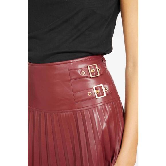 NEW CABALLERO hendrix skirt in cabernet vegan leather - Picture 3 of 3